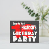 Modern Bewaar de datum 10e Verjaardagsfeestje W01F Aankondigingskaart (Staand voorkant)