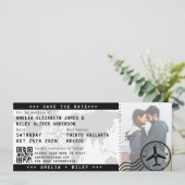 Modern Bewaar de datum Boarding Pass Ticket Foto Kaart (Staand voorkant)