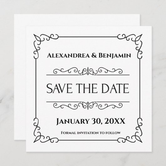 Modern Bewaar de datum Bruiloft Aankondiging Kaart (Voorkant / Achterkant)