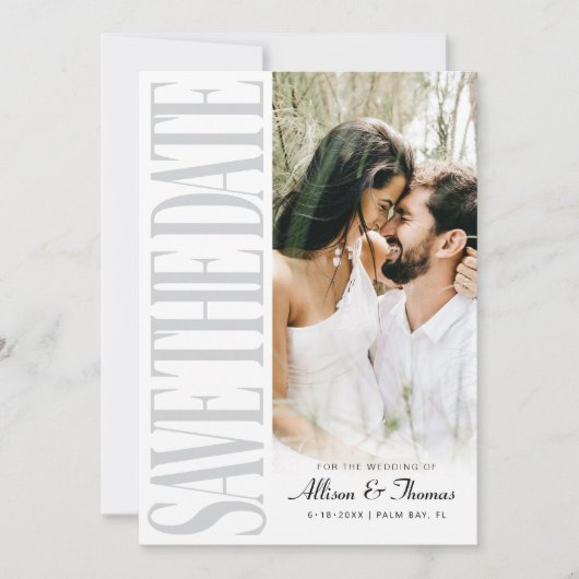 Modern Bewaar de datum Bruiloft Aankondiging Kaart (Voorkant)