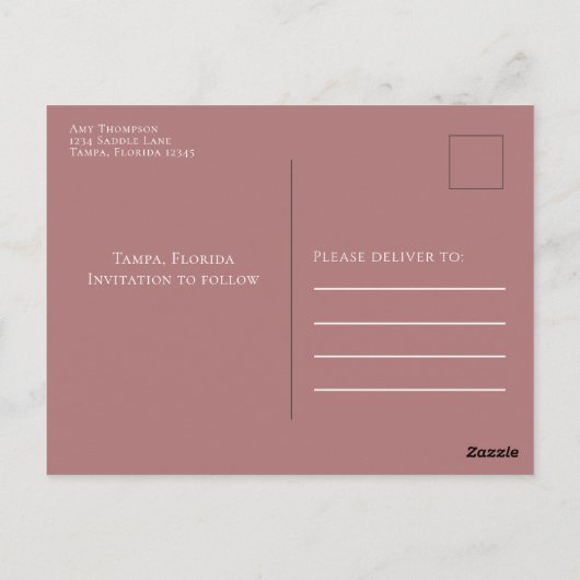 Modern Bewaar de datum fotokaart roze Briefkaart (Achterkant)