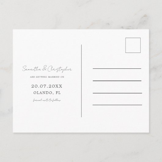 Modern Bewaar de datum Groene Eucalyptus & Foto Briefkaart (Achterkant)