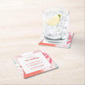 Modern Bewaar de datum Huwelijkspatroon Koraal Bla Kartonnen Onderzetters (Insitu)