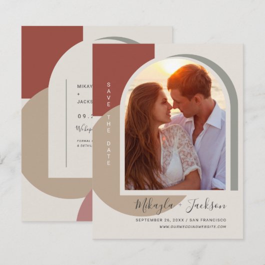 Modern Bewaar de datum Vet Abstract Arch Foto Kaart (Voorkant / Achterkant)