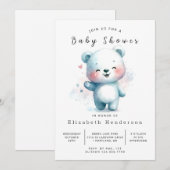Modern bewerkbaar Beer Baby shower Kaart (Voorkant / Achterkant)