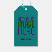 MODERN BEWERKBAAR BLAUWGROEN GROEN AFBEELDING TEKS CADEAULABEL (Achterkant)