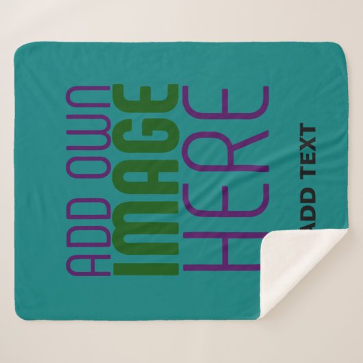 MODERN BEWERKBAAR BLAUWGROEN GROEN AFBEELDING TEKS SHERPA DEKEN (Voorkant (horizontaal))