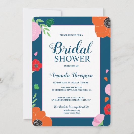 Modern bewerkbaar bloemig Vrijgezellenfeest Kaart (Voorkant)