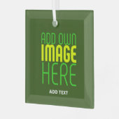 MODERN BEWERKBAAR BOS GROEN AFBEELDING TEKST SJABL GLAS ORNAMENT (Voorkant links)