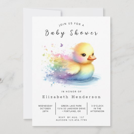 Modern bewerkbaar eendenBaby shower Kaart (Voorkant)