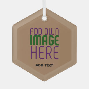 MODERN BEWERKBAAR EENVOUDIG BRUIN AFBEELDING TEKST GLAS ORNAMENT