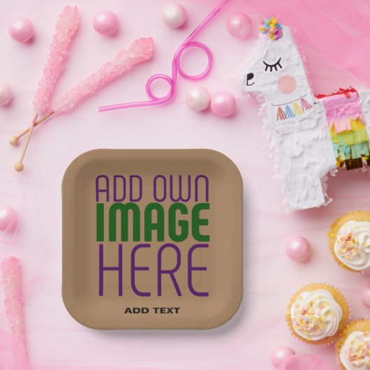 MODERN BEWERKBAAR EENVOUDIG BRUIN AFBEELDING TEKST PAPIEREN BORDJE (Feest)