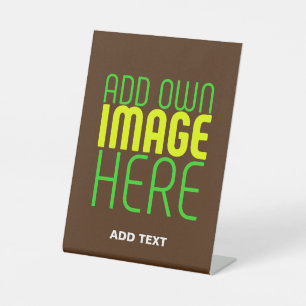 MODERN BEWERKBAAR EENVOUDIG BRUIN AFBEELDING TEKST RECLAMEBORD MET VOETSTUK