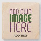 MODERN BEWERKBAAR EENVOUDIG BRUIN AFBEELDING TEKST STENEN ONDERZETTER (Voorkant)