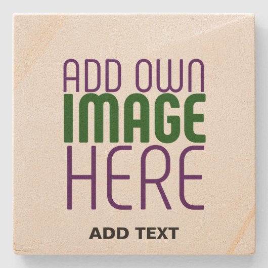 MODERN BEWERKBAAR EENVOUDIG BRUIN AFBEELDING TEKST STENEN ONDERZETTER (Voorkant)