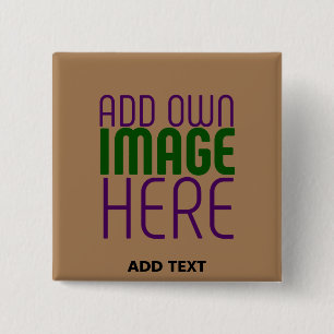 MODERN BEWERKBAAR EENVOUDIG BRUIN AFBEELDING TEKST VIERKANTE BUTTON 5,1 CM