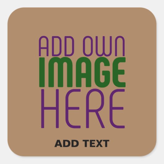 MODERN BEWERKBAAR EENVOUDIG BRUIN AFBEELDING TEKST VIERKANTE STICKER (Voorkant)