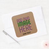 MODERN BEWERKBAAR EENVOUDIG BRUIN AFBEELDING TEKST VIERKANTE STICKER (Envelop)