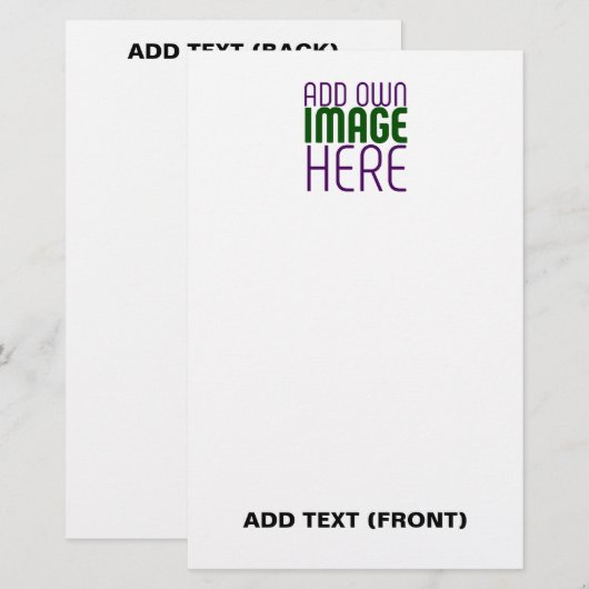 MODERN BEWERKBAAR EENVOUDIG WIT AFBEELDING TEKST S BRIEFPAPIER (Voorkant / Achterkant)
