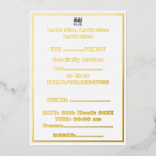 MODERN BEWERKBAAR EENVOUDIG WIT AFBEELDING TEKST S FOLIE UITNODIGING