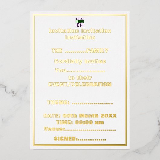 MODERN BEWERKBAAR EENVOUDIG WIT AFBEELDING TEKST S FOLIE UITNODIGING (Voorkant)