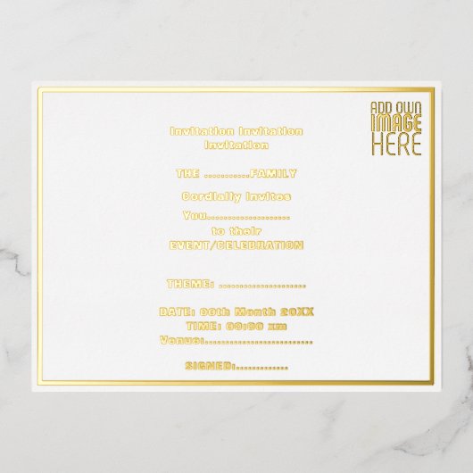 MODERN BEWERKBAAR EENVOUDIG WIT AFBEELDING TEKST S FOLIE UITNODIGING BRIEFKAART (Voorkant)