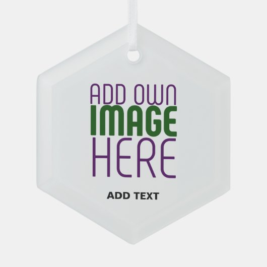 MODERN BEWERKBAAR EENVOUDIG WIT AFBEELDING TEKST S GLAS ORNAMENT (Voorkant)