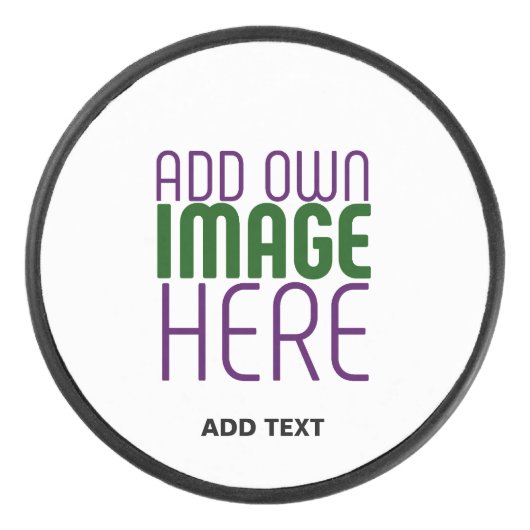 MODERN BEWERKBAAR EENVOUDIG WIT AFBEELDING TEKST S HOCKEY PUCK (Voorkant)