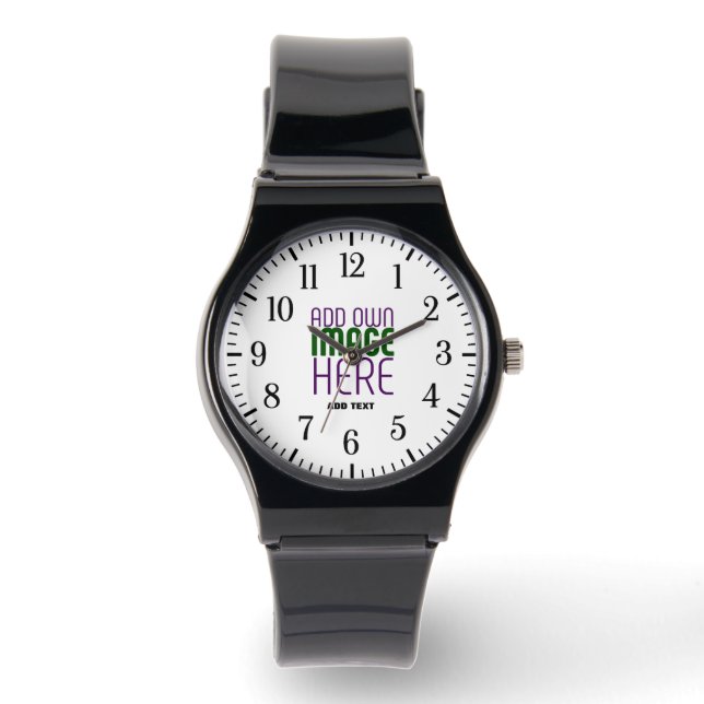 MODERN BEWERKBAAR EENVOUDIG WIT AFBEELDING TEKST S HORLOGE (Voorkant)