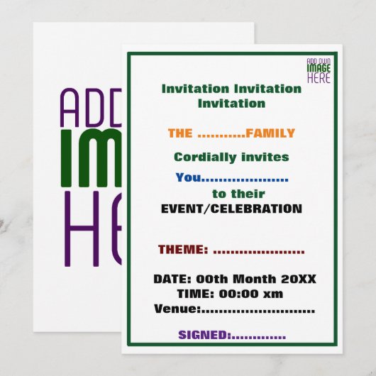 MODERN BEWERKBAAR EENVOUDIG WIT AFBEELDING TEKST S KAART (Voorkant / Achterkant)