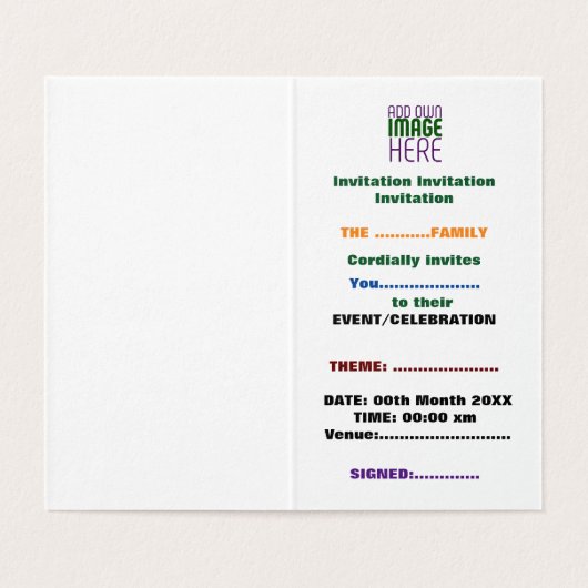 MODERN BEWERKBAAR EENVOUDIG WIT AFBEELDING TEKST S KAART (Binnenkant ongevouwen)