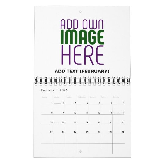 MODERN BEWERKBAAR EENVOUDIG WIT AFBEELDING TEKST S KALENDER (Feb 2026)
