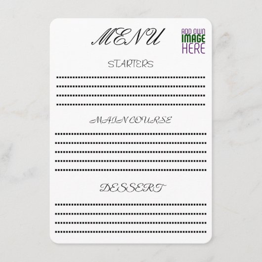 MODERN BEWERKBAAR EENVOUDIG WIT AFBEELDING TEKST S MENU (Voorkant)