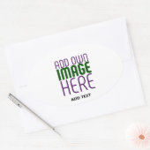 MODERN BEWERKBAAR EENVOUDIG WIT AFBEELDING TEKST S OVALE STICKER (Envelop)
