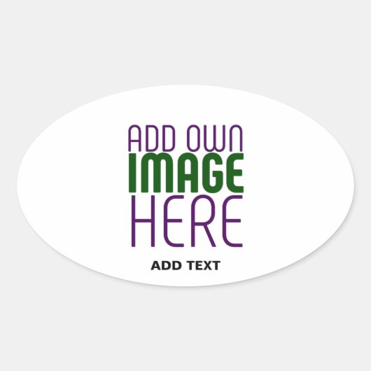 MODERN BEWERKBAAR EENVOUDIG WIT AFBEELDING TEKST S OVALE STICKER (Voorkant)