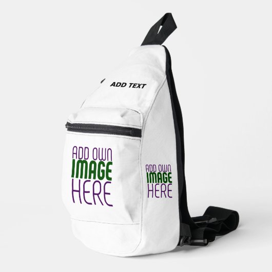 MODERN BEWERKBAAR EENVOUDIG WIT AFBEELDING TEKST S SLING BAG (Rechterhoek)
