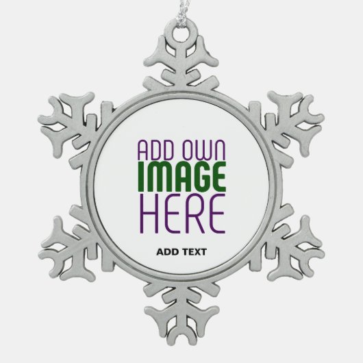 MODERN BEWERKBAAR EENVOUDIG WIT AFBEELDING TEKST S TIN SNEEUWVLOK ORNAMENT (Voorkant)