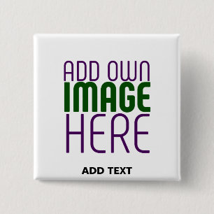 MODERN BEWERKBAAR EENVOUDIG WIT AFBEELDING TEKST S VIERKANTE BUTTON 5,1 CM
