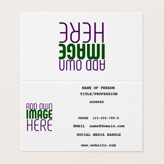 MODERN BEWERKBAAR EENVOUDIG WIT AFBEELDING TEKST S VISITEKAARTJE (Buitenkant ongevouwen)