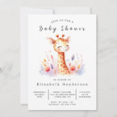 Modern bewerkbaar Giraffe Baby shower Kaart (Voorkant)