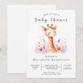 Modern bewerkbaar Giraffe Baby shower Kaart (Voorkant / Achterkant)
