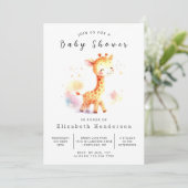 Modern bewerkbaar Giraffe Baby shower Kaart (Staand voorkant)