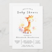 Modern bewerkbaar Giraffe Baby shower Kaart (Voorkant / Achterkant)