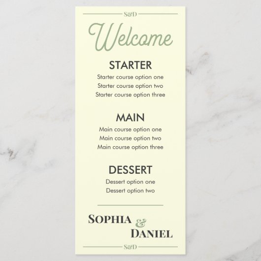 Modern Bewerkbaar Huwelijksmenu Menu (Voorkant)