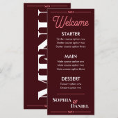Modern Bewerkbaar Huwelijksmenu Menu (Voorkant / Achterkant)