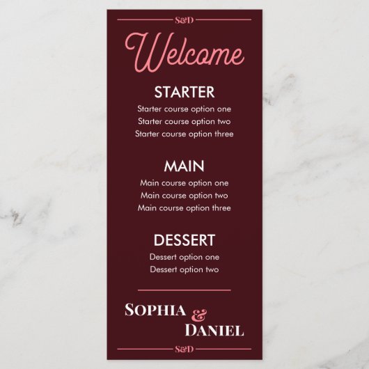 Modern Bewerkbaar Huwelijksmenu Menu (Voorkant)
