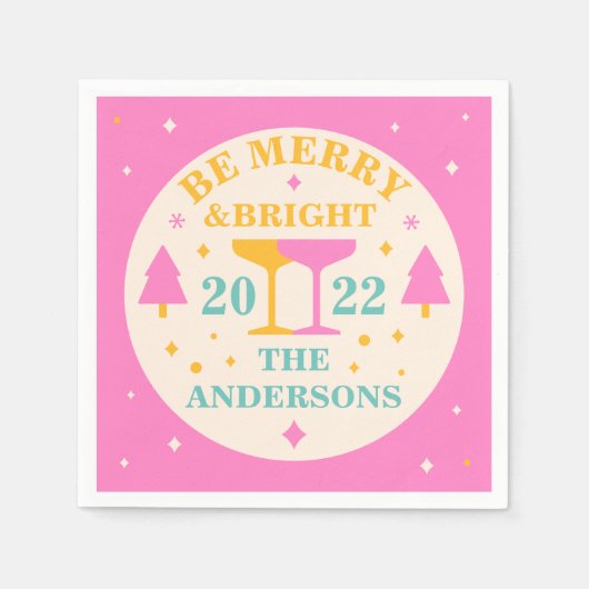 Modern, bewerkbaar met heldere kleuren voor Kerstm Servet (Voorkant)