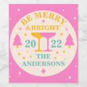 Modern, bewerkbaar met heldere kleuren voor Kerstm Wijn Etiket (Enkel label)