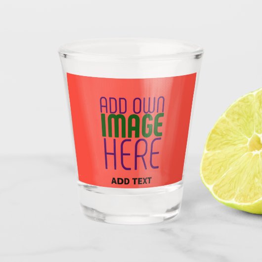 MODERN BEWERKBAAR ROOD SINAASAPPEL AFBEELDING TEKS SHOT GLAS (Voorkant)