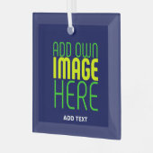 MODERN BEWERKBAAR SCHATTIGE NAVY BLAUW AFBEELDING  GLAS ORNAMENT (Voorkant links)